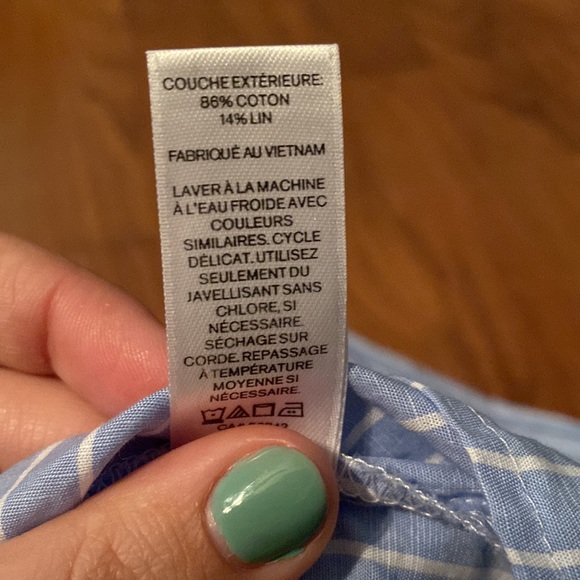 Blue and white stripe, off shoulder with built in tube top. - Picture 4 of 5